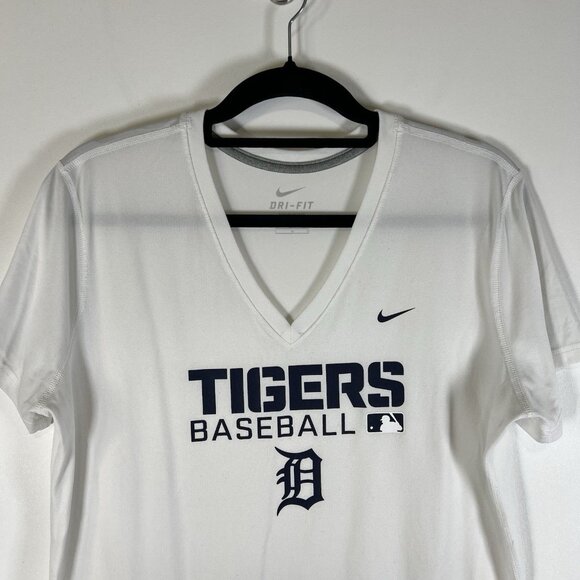 Nike Dri-Fit Women’s MLB Detroit Tigers Baseball Top Size Large White Sporty - Picture 2 of 9